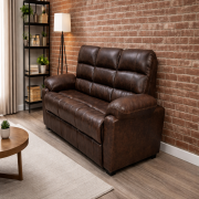 Luxury Brown Leatherette 3-Seater Sofa